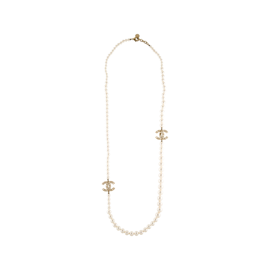 100th Anniversary Faux Pearl CC Bead Strand Necklace