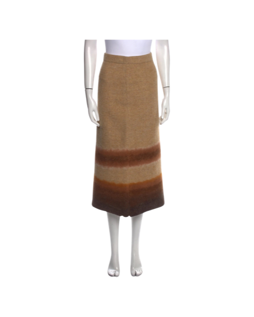 Colorblock Pattern Midi-Length Skirt
