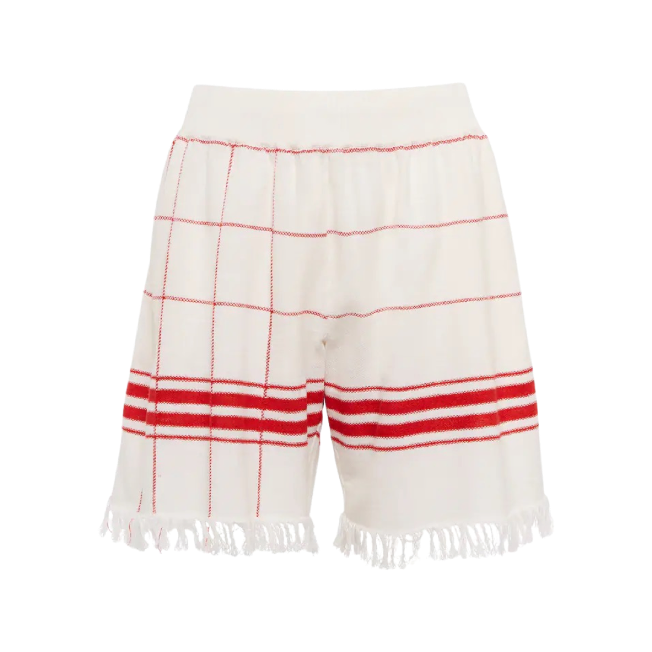 Checked wool and linen-blend shorts