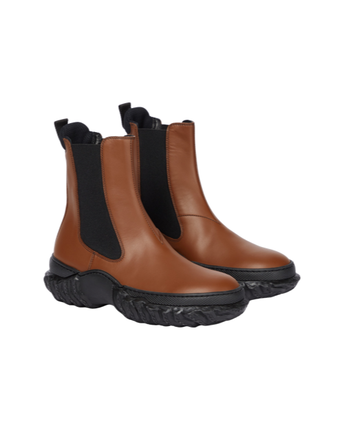 Chunky Sole Leather Chelsea Boots