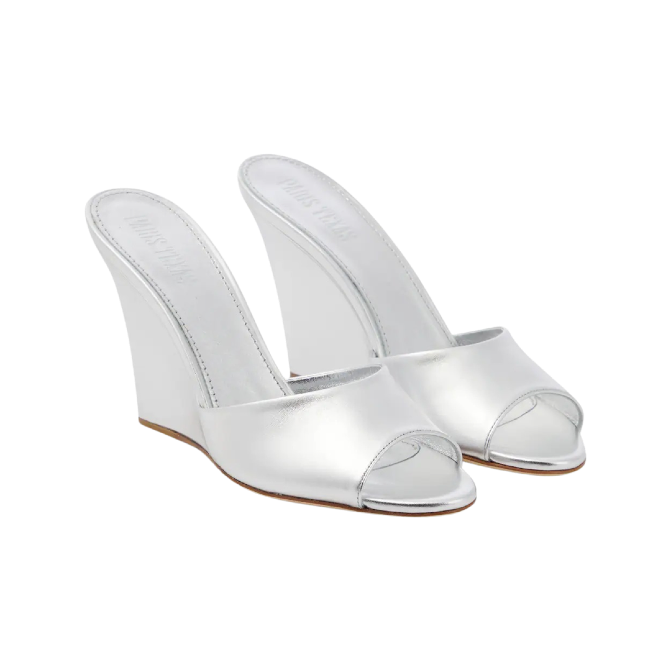 Wanda Metallic Leather Wedge Mules