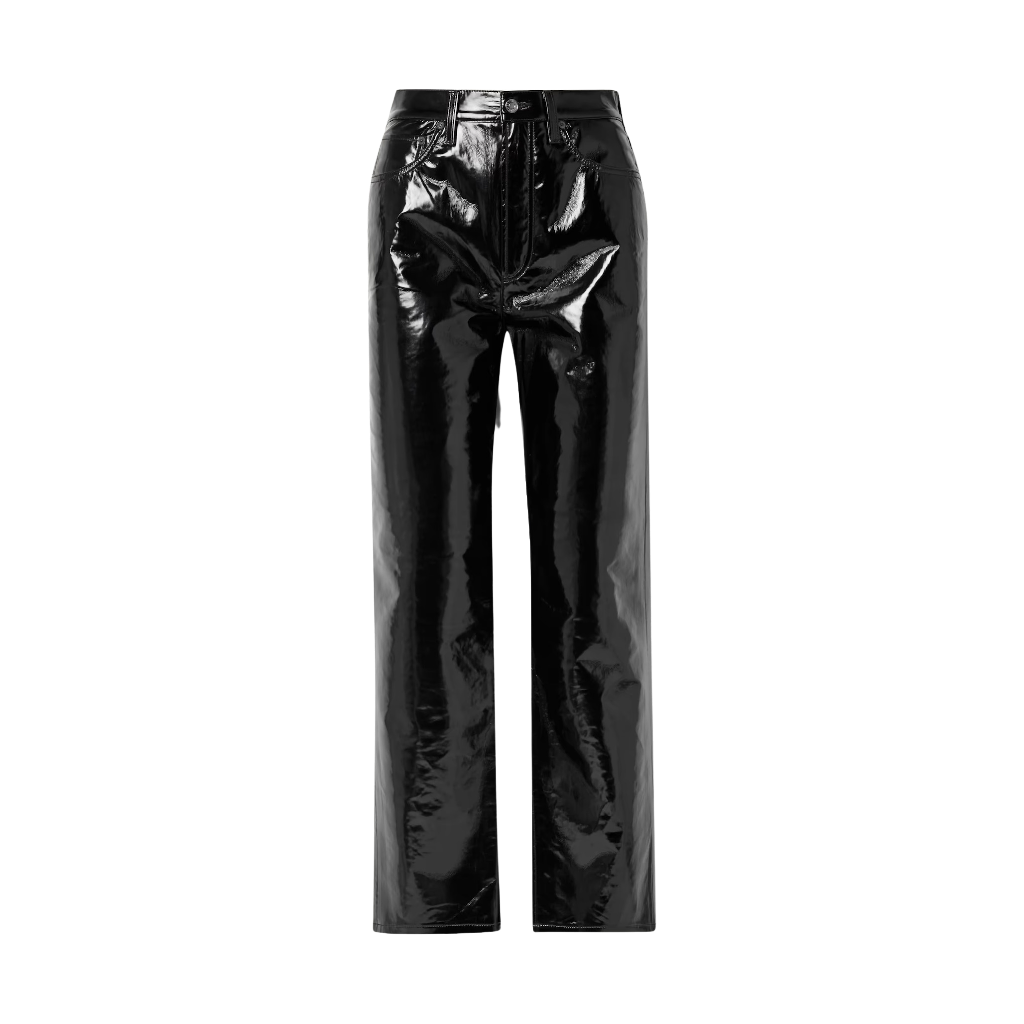 90s Pinch Waist Recycled Patent Leather-blend Straight-leg Pants